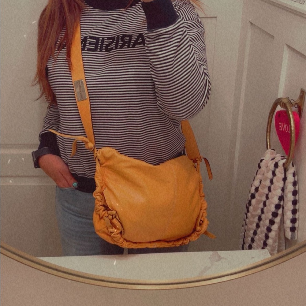 Yellow Crossbody Bag Italian leather
